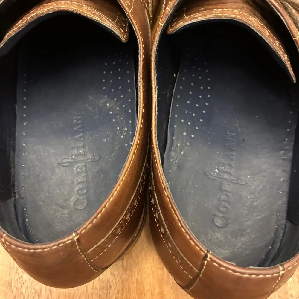 Cole Haan Mens 10.5M Brown Leather Wingtip Brogue Dress Shoes Oxford C10899